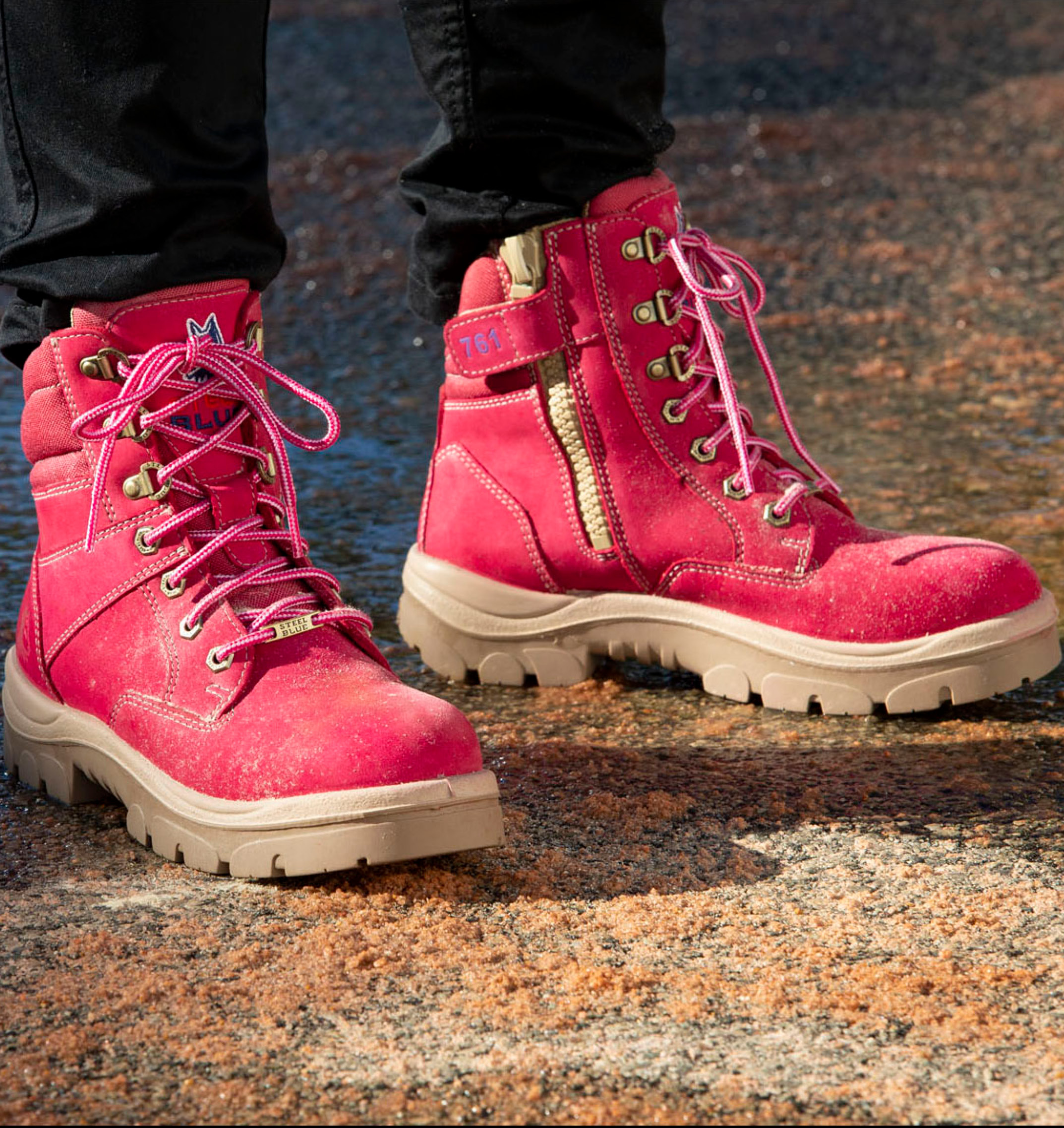 pink womens work boots