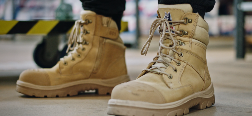 Steel Blue Sand Color Safety Boot (Hobart Ladies Scuff Cap)