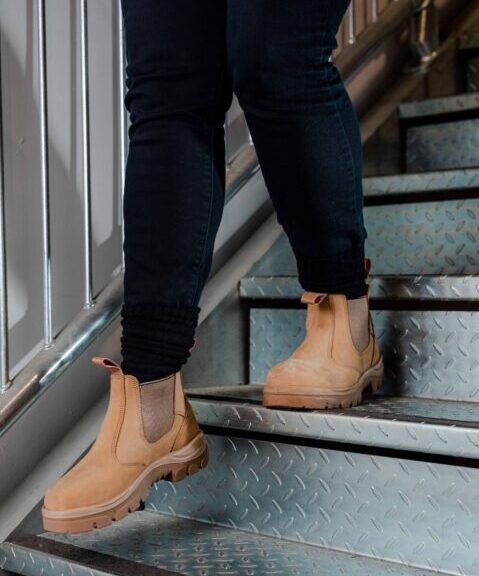 taking big strides in women's work boots side image
