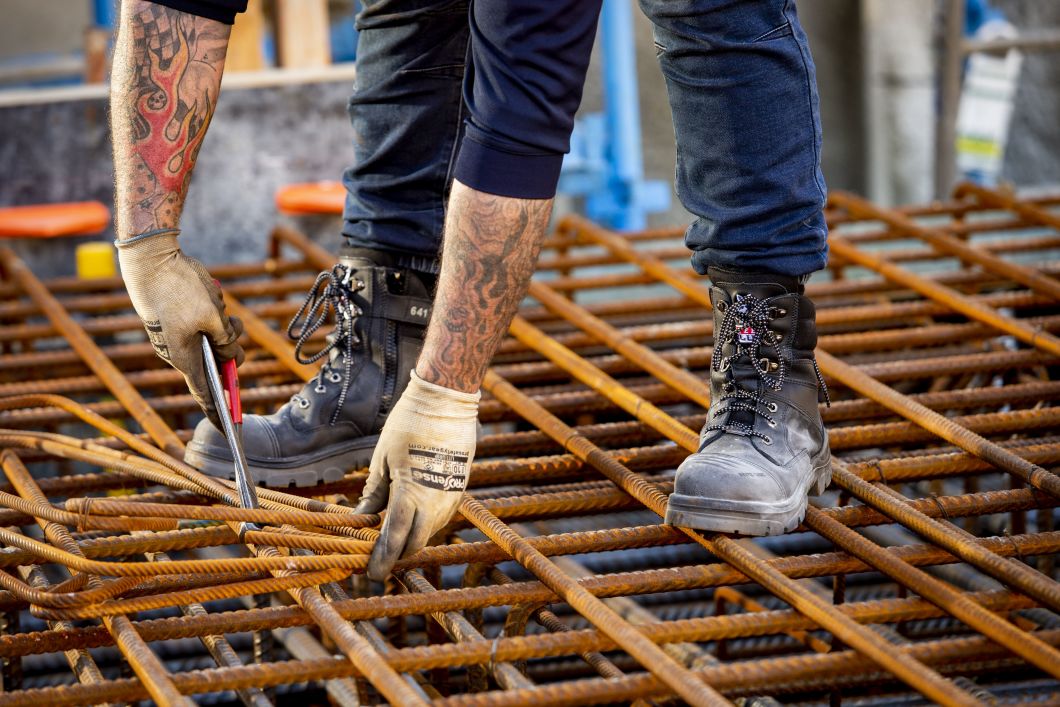 steel blue black work boots