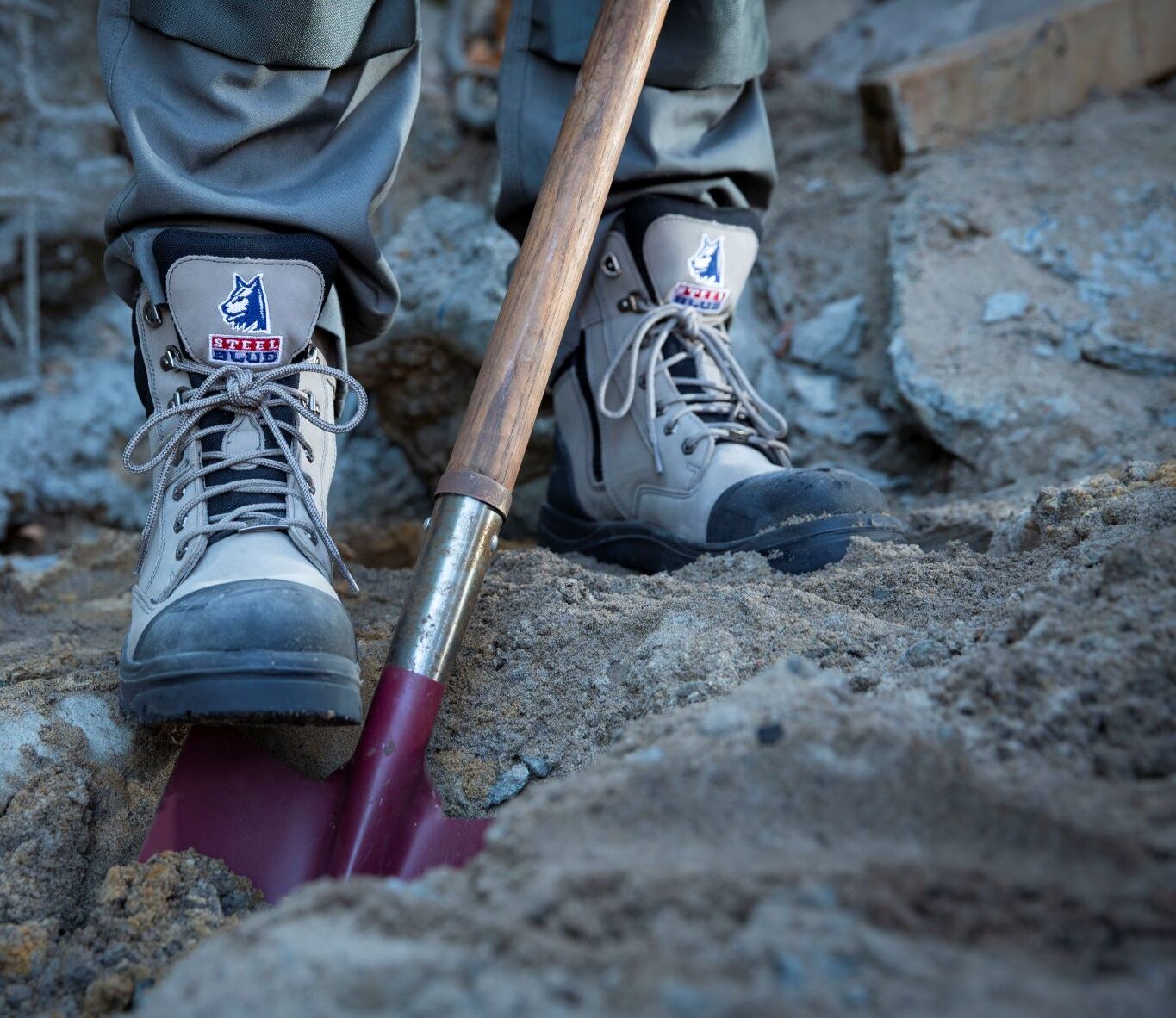 slate coloured work boots