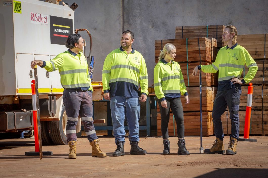 Team of tradies working