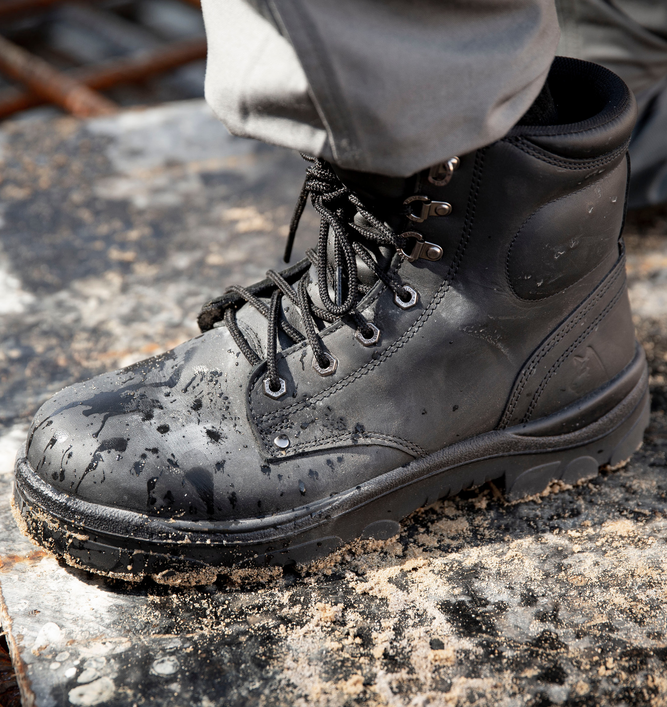 black work boots lace up