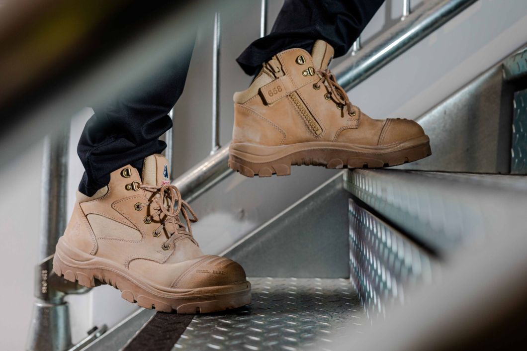 sand coloured parkes work boot
