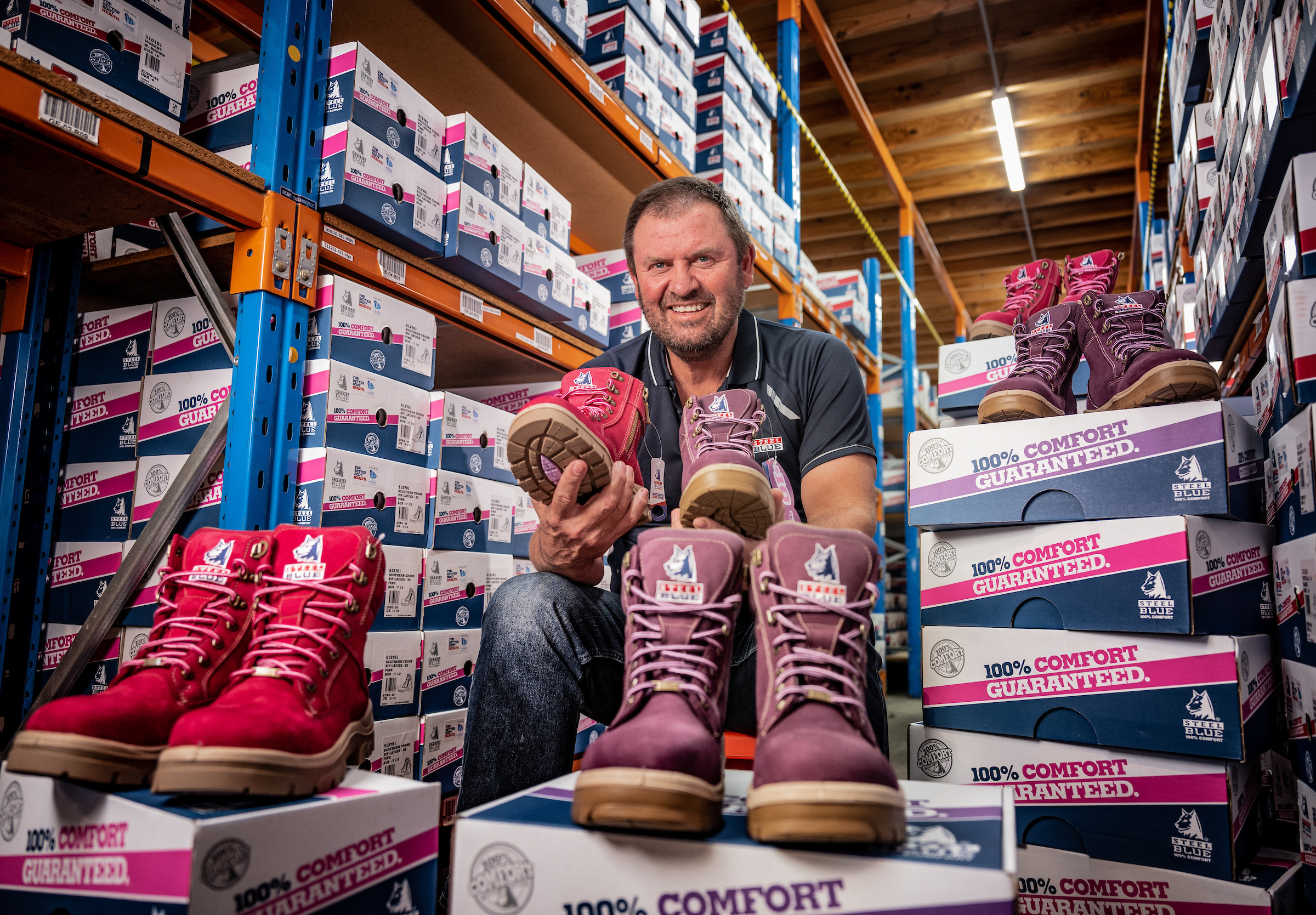 Safety Work Boots Pink and Purple Colour